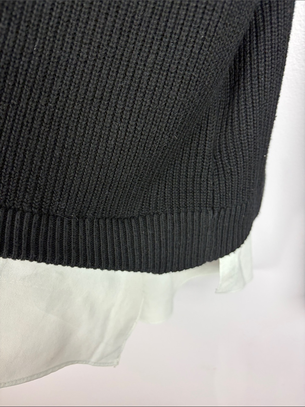 Lauren Ralph Lauren Layered Sweater XL Black Cotton Modal Shirt Hem Pullover - Picture 11 of 13